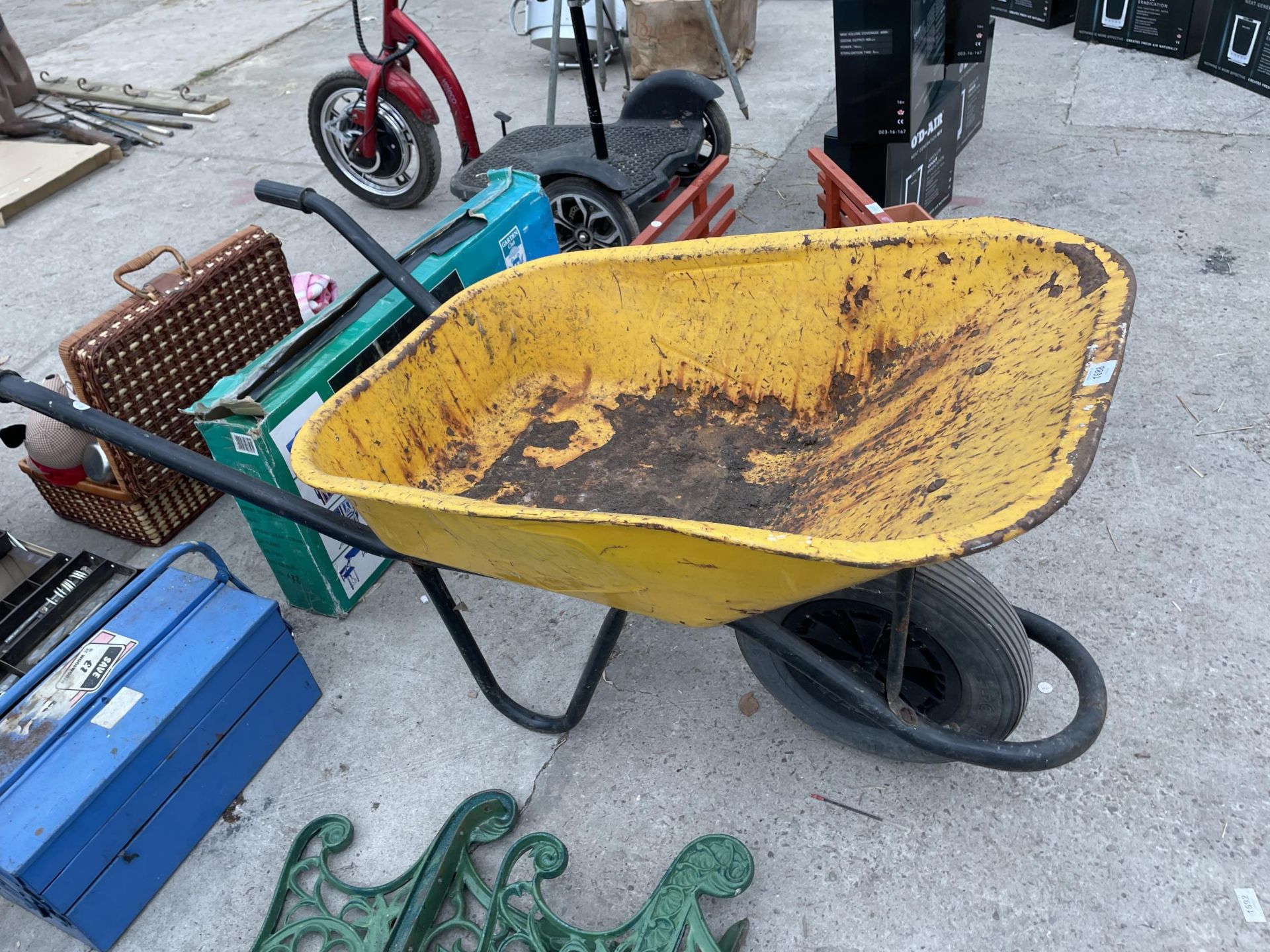 A METAL WHEEL BARROW WITH RUBBER TYRE