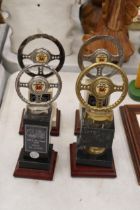 FOUR QUALITY BRASS AND STEEL ANGLESEY CAR CLUB AWARDS