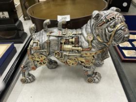 A STEAMPUNK STYLE BULLDOG, HEIGHT 20CM, LENGTH 26CM