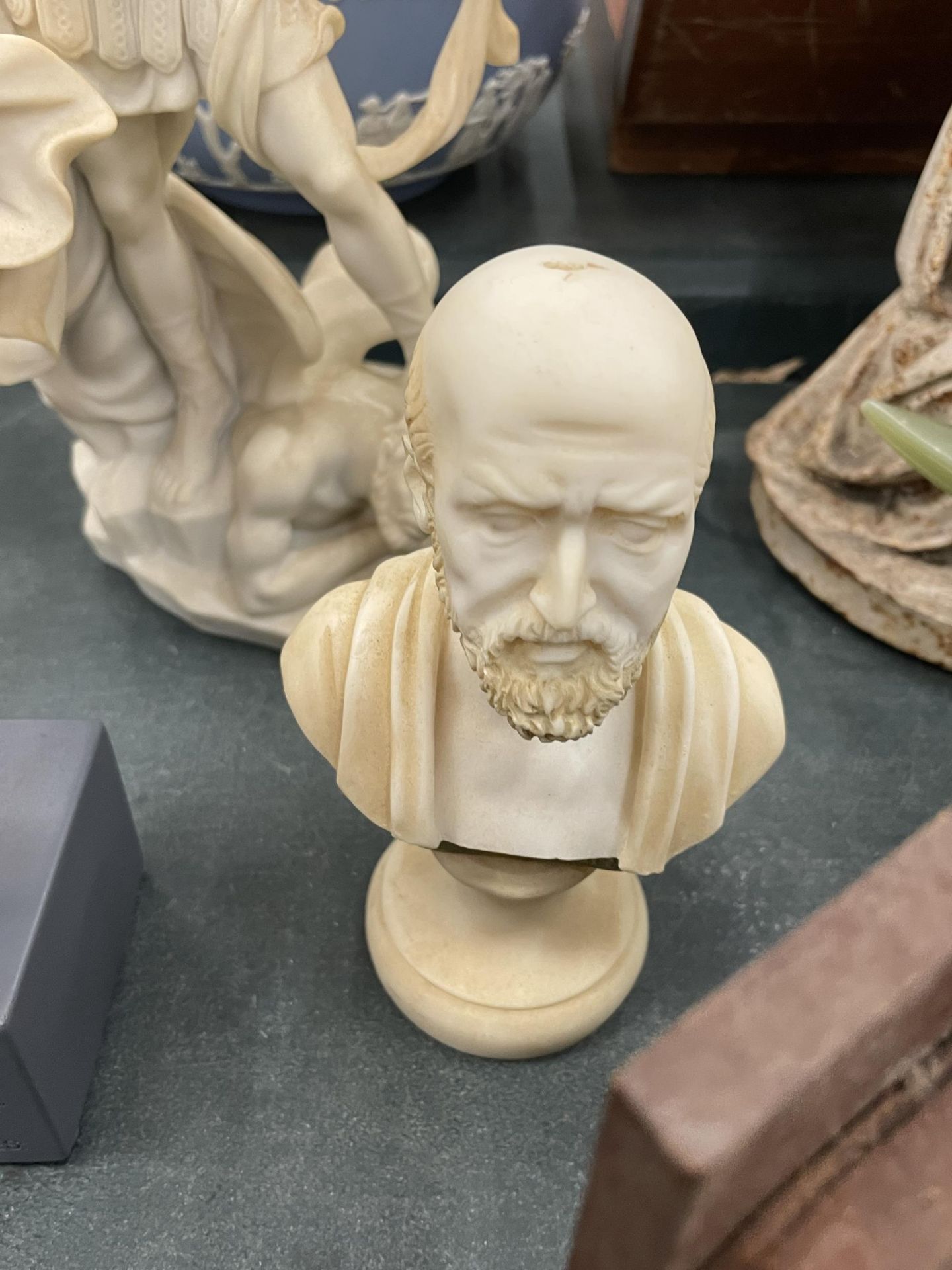 TWO BUST SCULTURES TO INCLUDE SOCRATES PLUS A A MODEL OF A MYTHOLOGICAL MAN - Image 3 of 5