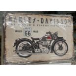 A HARLEY DAVIDSON ROUTE 66 TIN PLATE SIGN