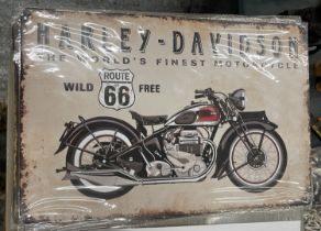 A HARLEY DAVIDSON ROUTE 66 TIN PLATE SIGN