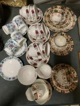 A LARGE QUANTITY OF VINTAGE TEAWARE TO INCLUDE GAINSBOROUGH TRIOS, A CORONATION WARE PART TEASET
