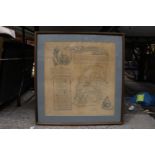 A FRAMED VICTORIAN SILK WITH A MAP OF RORKES DRIFT