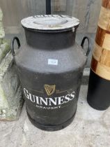 A VINTAGE HAND PAINTED GUINNESS ADVERTISING MILK CHURN (H:60CM)