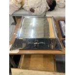 AN ART DECO SQUARE MIRRORED CAKE STAND BASE 58CM AND TOP 35.5CM IN ORGINAL WOODEN BOX