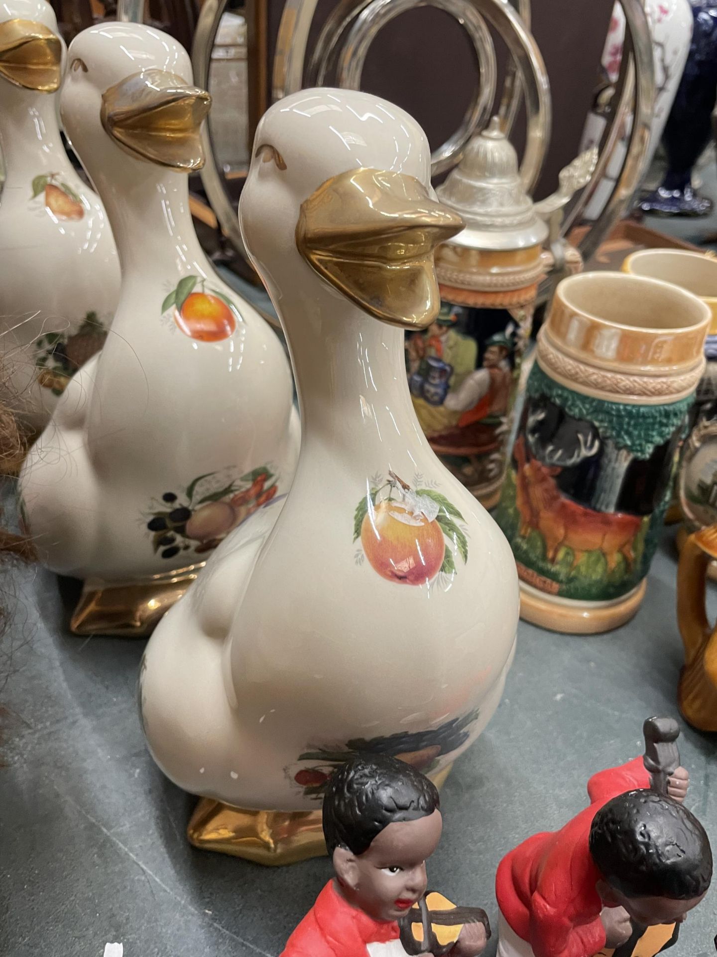 THREE VINTAGE STAFFORDSHIRE 'FRUIT' DUCKS, HEIGHT APPROX 27CM - Image 2 of 5