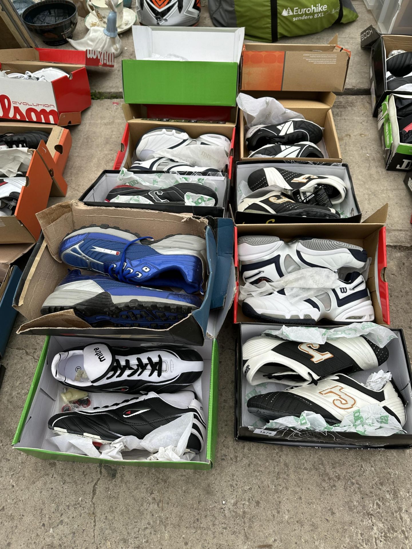 TEN PAIRS OF AS NEW AND BOXED SPORTS BOOTS AND TRAINERS