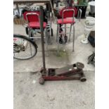 A LARGE HEAVY DUTY TROLLEY JACK