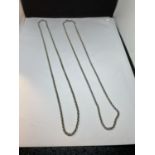 TWO SILVER BELCHER NECKLACES 24" LONG