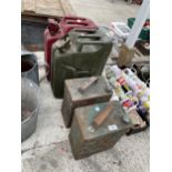 TWO VINTAGE JERRY CANS AND TWO VINTAGE ESSO FUEL CANS