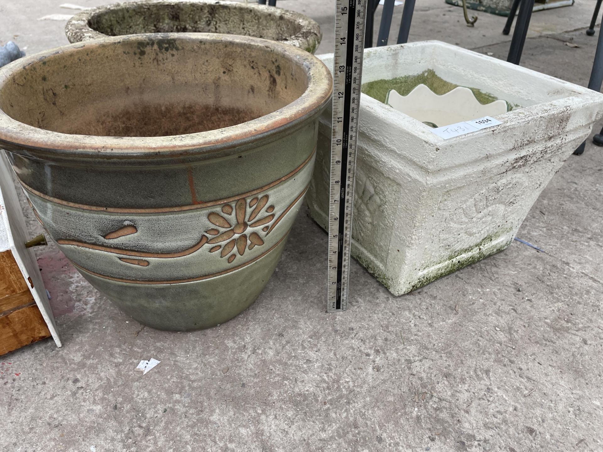 AN ASSORTMENT OF CONCRETE AND CERAMIC PLANTERS - Image 2 of 3