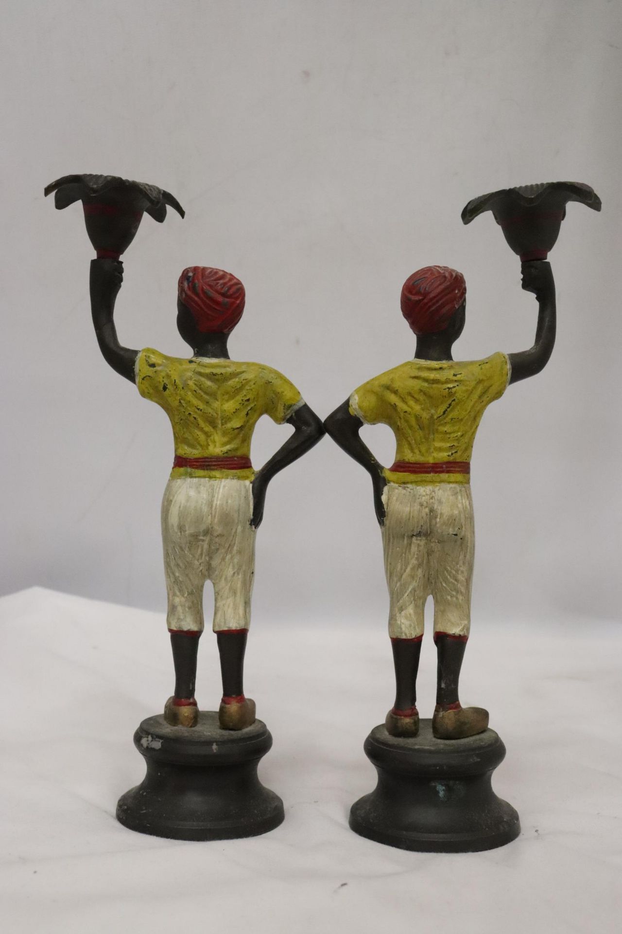 A PAIR OF 19TH CENTURY AUSTRIAN COLD PAINTED BRONZE BLACK A MOOR BOYS CANDLESTICKS - Image 5 of 6
