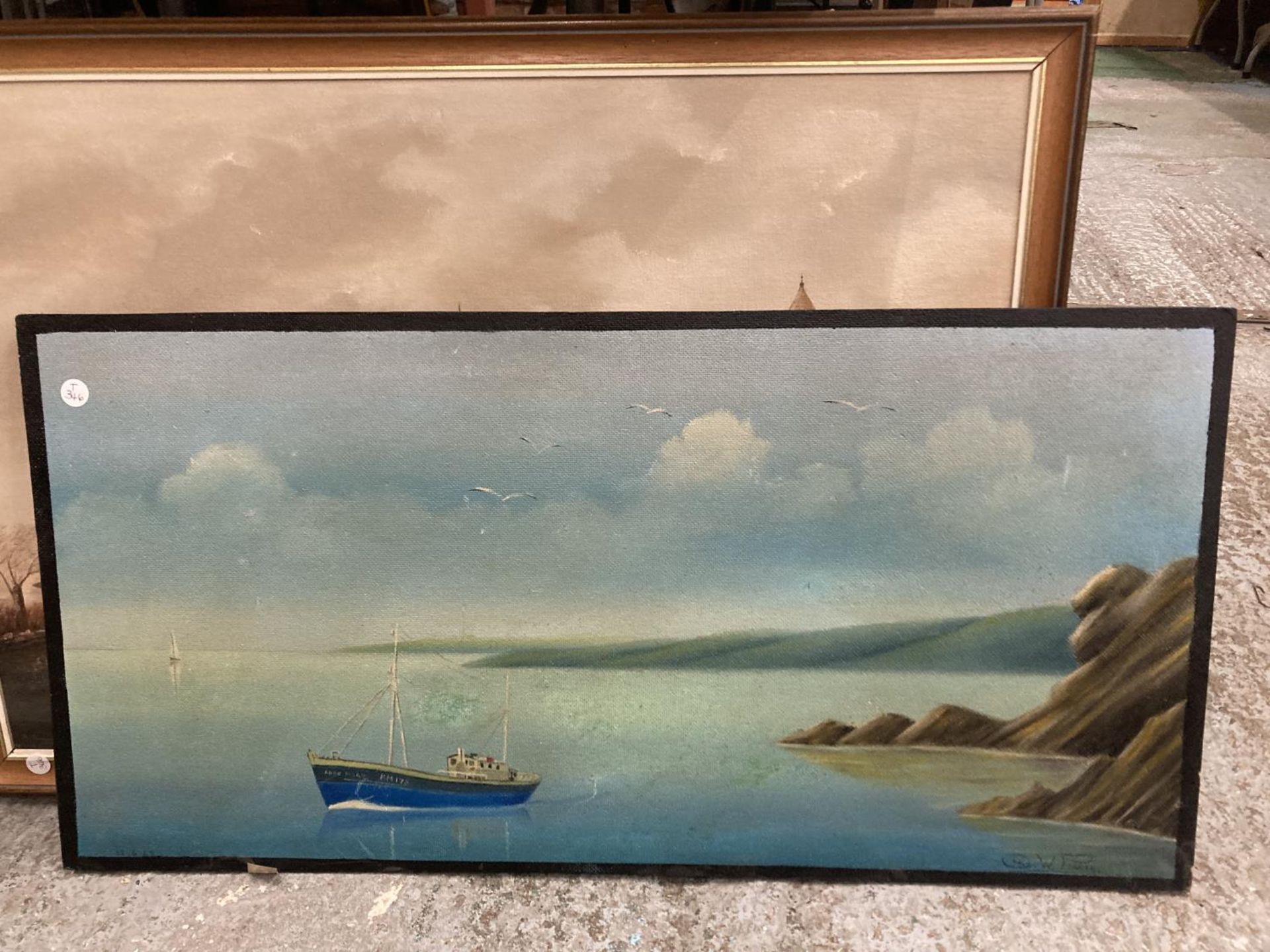 TWO OILS ON BOARD OF BOATING SCENES - Bild 2 aus 4