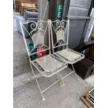 A PAIR OF METAL FOLDING GARDEN CHAIRS