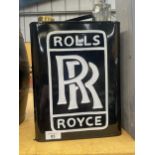 A BLACK ROLLS ROYCE PETROL CAN WITH BRASS STOPPER