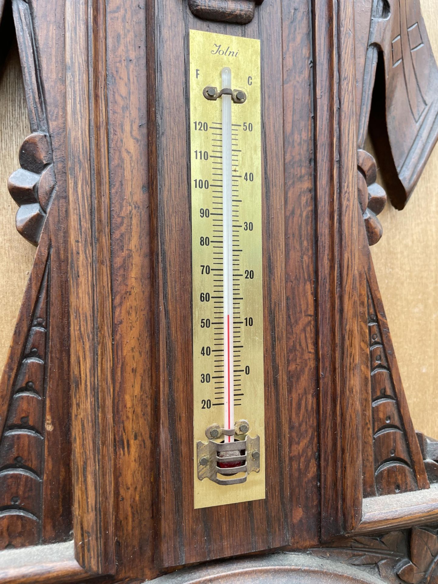 A VICTORIAN OAK ARMSTRONG OF MANCHESTER ANEROID BAROMETER - Image 2 of 3