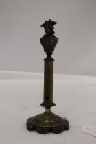 A VINTAGE FRENCH BRASS THERMOMETER, HEIGHT 20CM