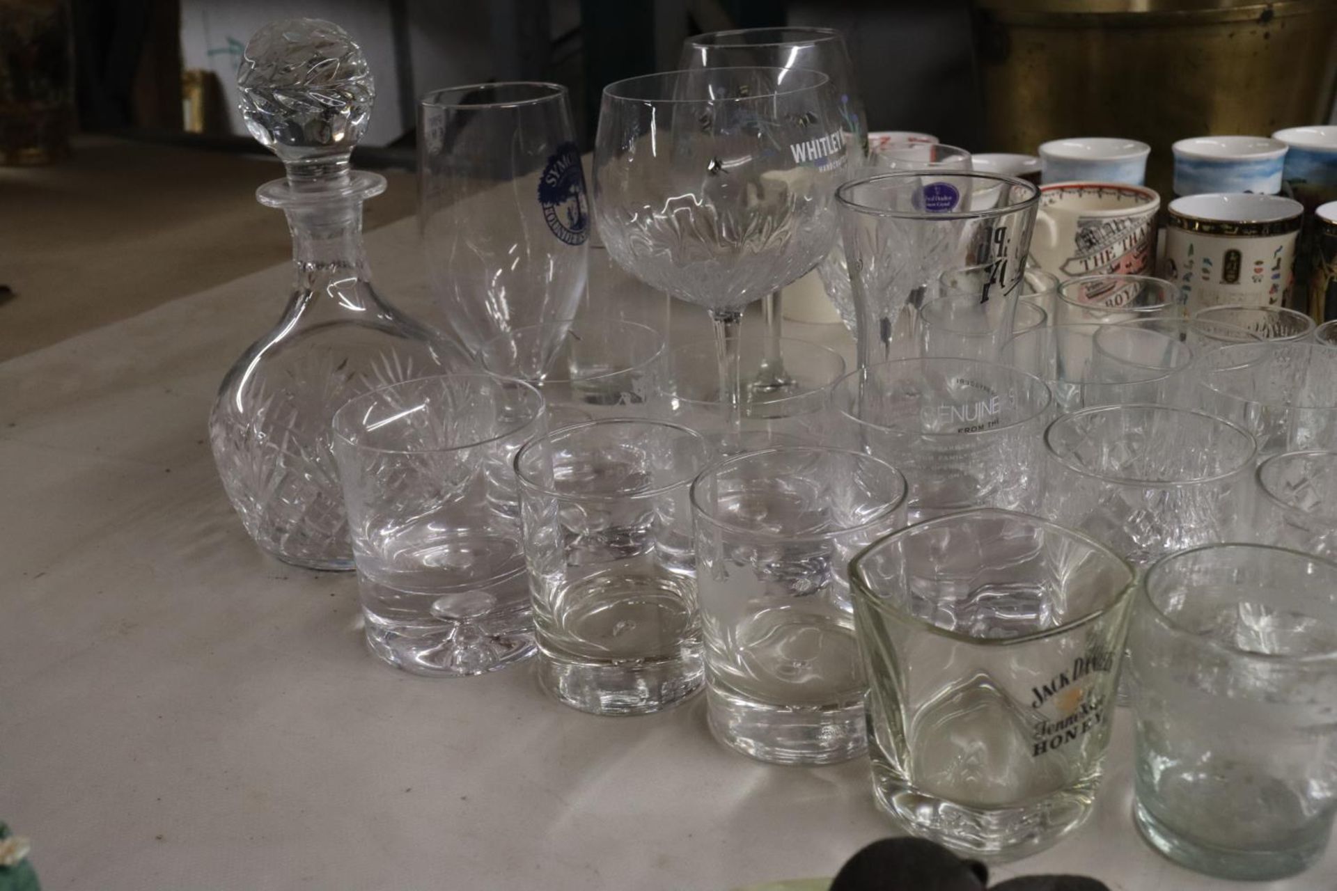 A QUANTITY OF VARIOUS GLASSWARE TO INCLUDE A DECANTER, GIN GLASSES, TUMBLERS ETC - Image 6 of 6