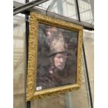 A MID CENTURY GILT FRAMED PRINT OF A SOLDIER