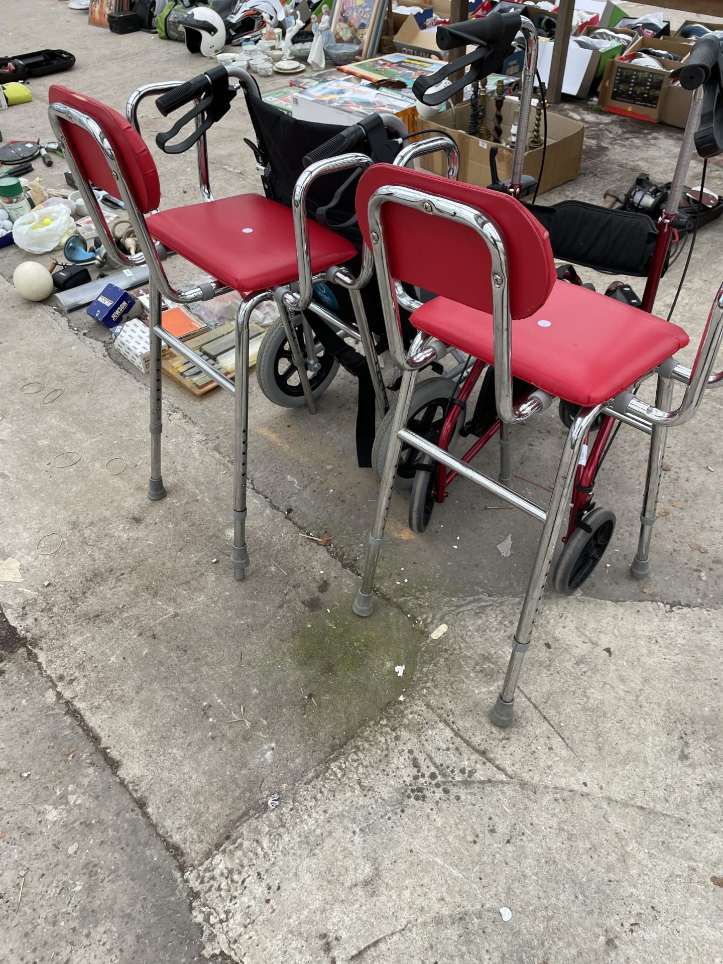 TWO STOOLS, A WHEEL CHAIR AND A WALKING AID ETC - Image 4 of 4