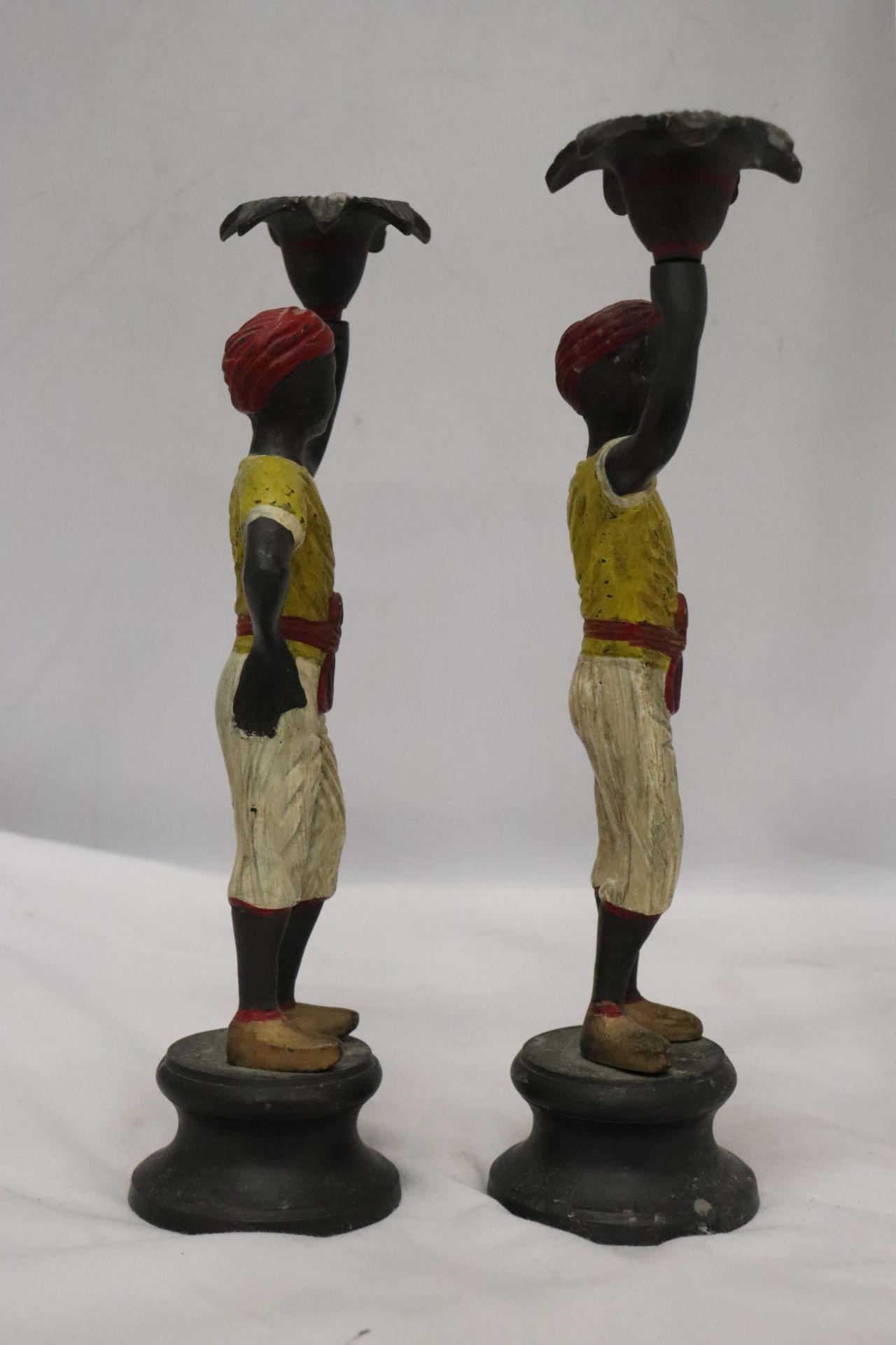 A PAIR OF 19TH CENTURY AUSTRIAN COLD PAINTED BRONZE BLACK A MOOR BOYS CANDLESTICKS - Image 4 of 6