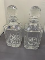 TWO HEAVY BOHEMIA, LEAD CRYSTAL DECANTERS