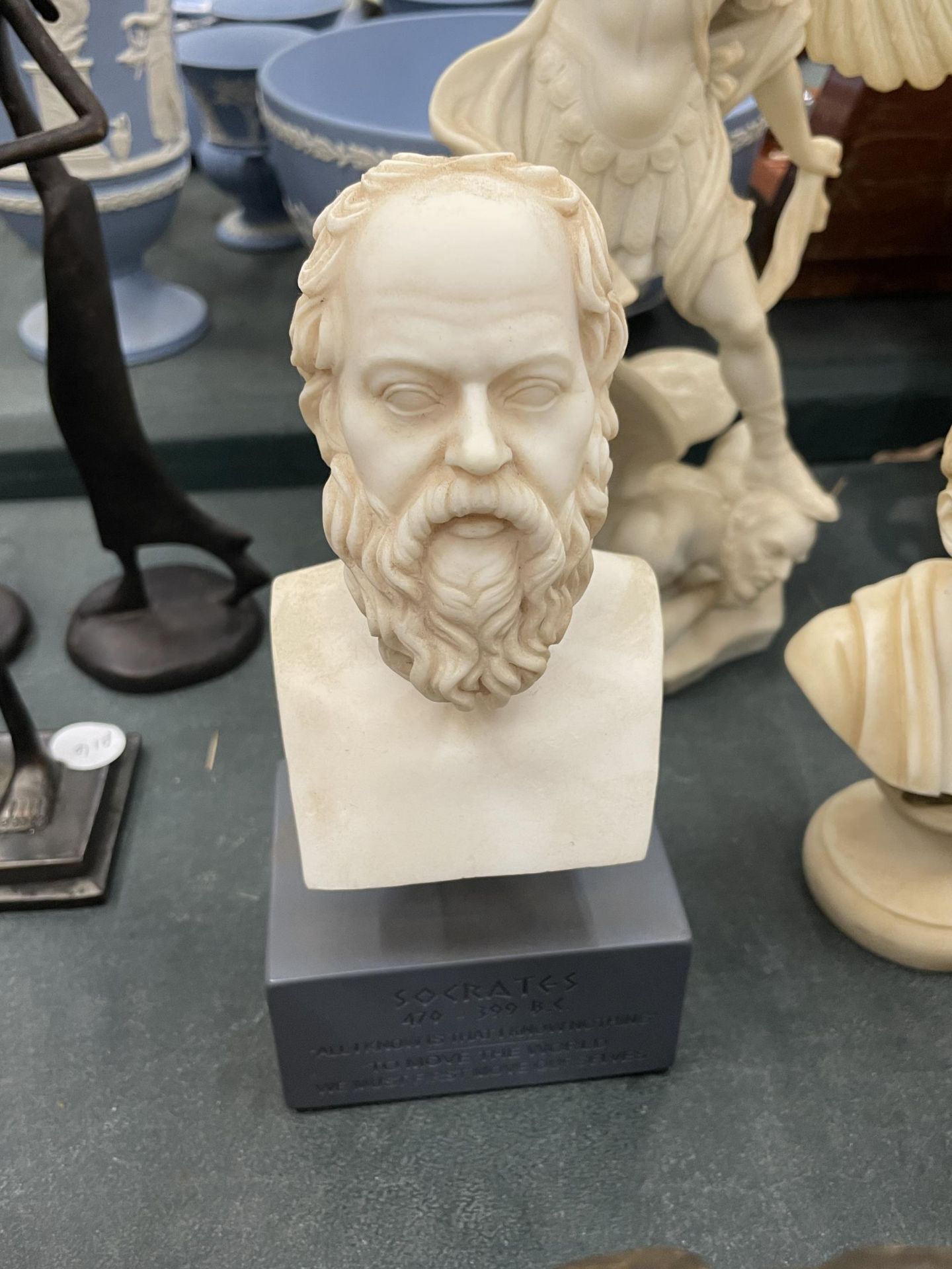 TWO BUST SCULTURES TO INCLUDE SOCRATES PLUS A A MODEL OF A MYTHOLOGICAL MAN - Image 2 of 5