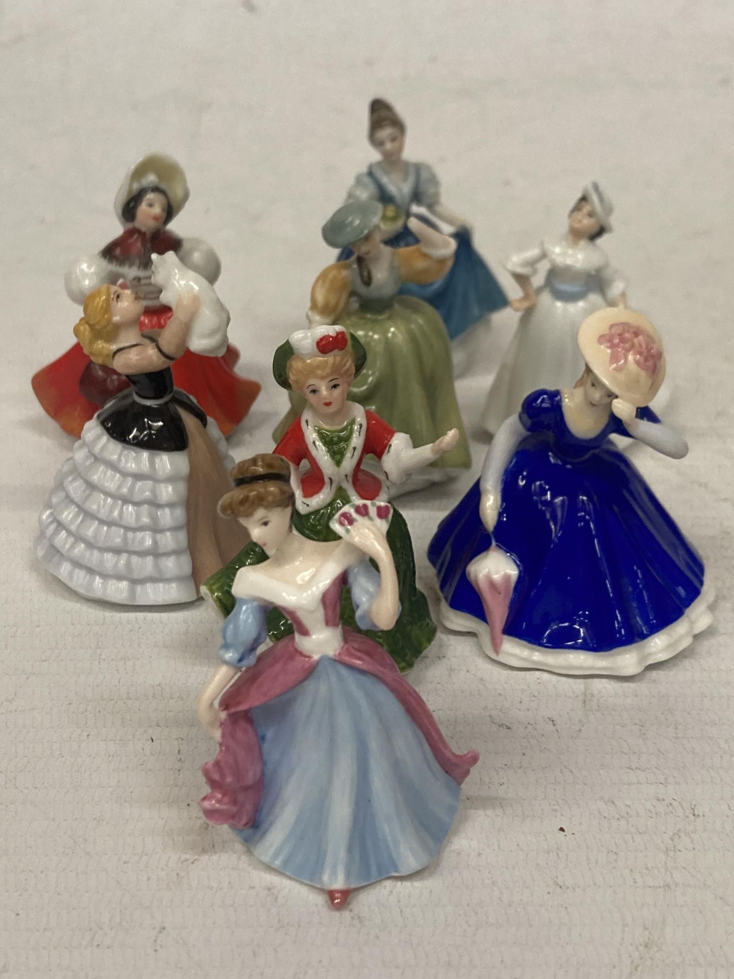EIGHT MINIATURE FIGURE TO INCLUDE ROYAL DOULTON "MARY", "HELEN", "MARGARET", ETC., - Image 2 of 2