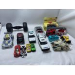 A QUANTITY OF TOY VEHICLES TO INCLUDE FIRE ENGINES, POLICE CARS, MILITARY, ETC