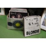 A COLLECTION OF VINLY LP RECORDS AND 12 INCH SINGLES TO INCLUDE BLONDIE, 15 QUEEN ALBUMS, DAVID