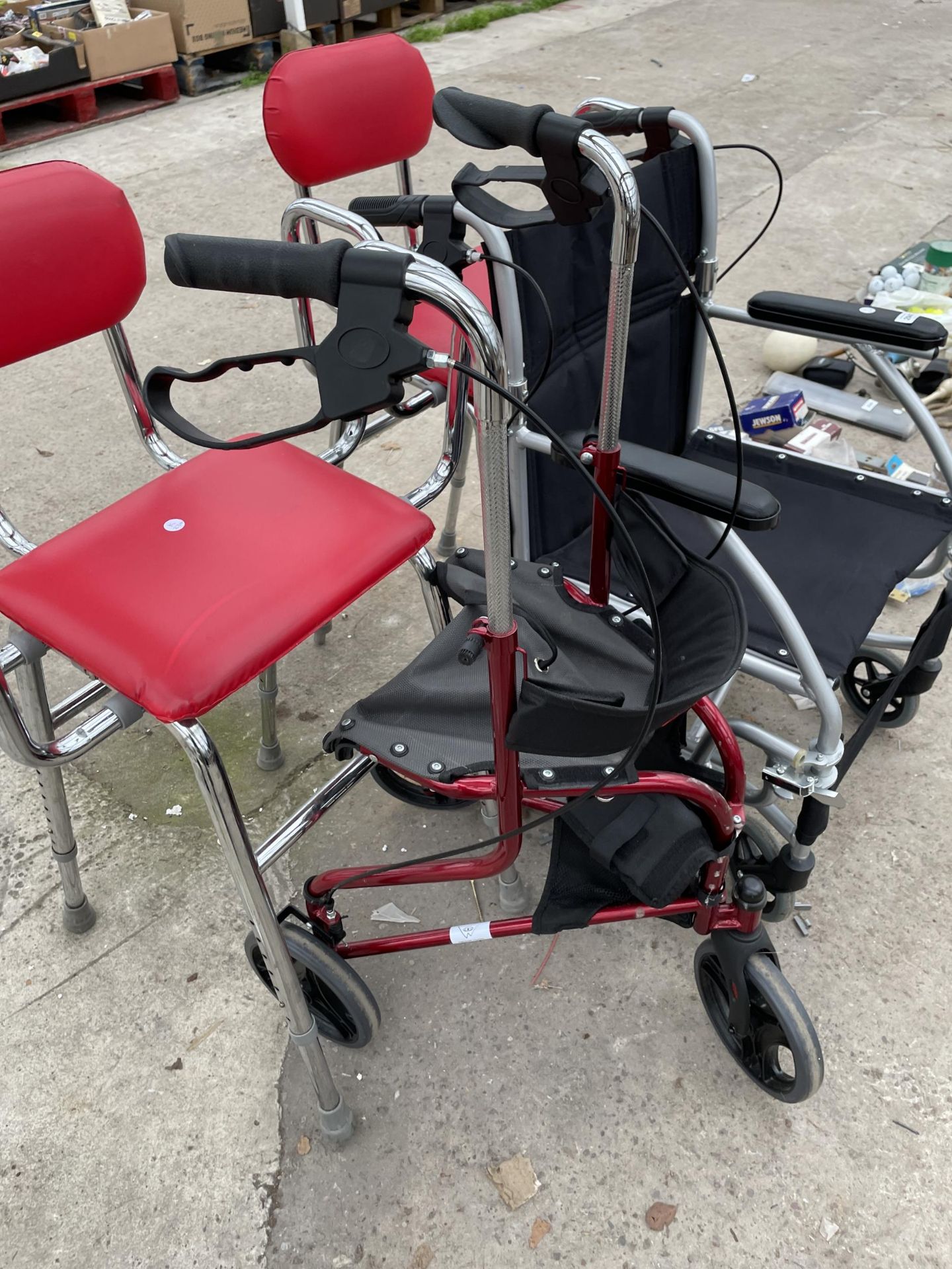 TWO STOOLS, A WHEEL CHAIR AND A WALKING AID ETC - Image 3 of 4
