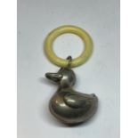 A VICTORIAN DUCK RATTLE AND TEETHING RING