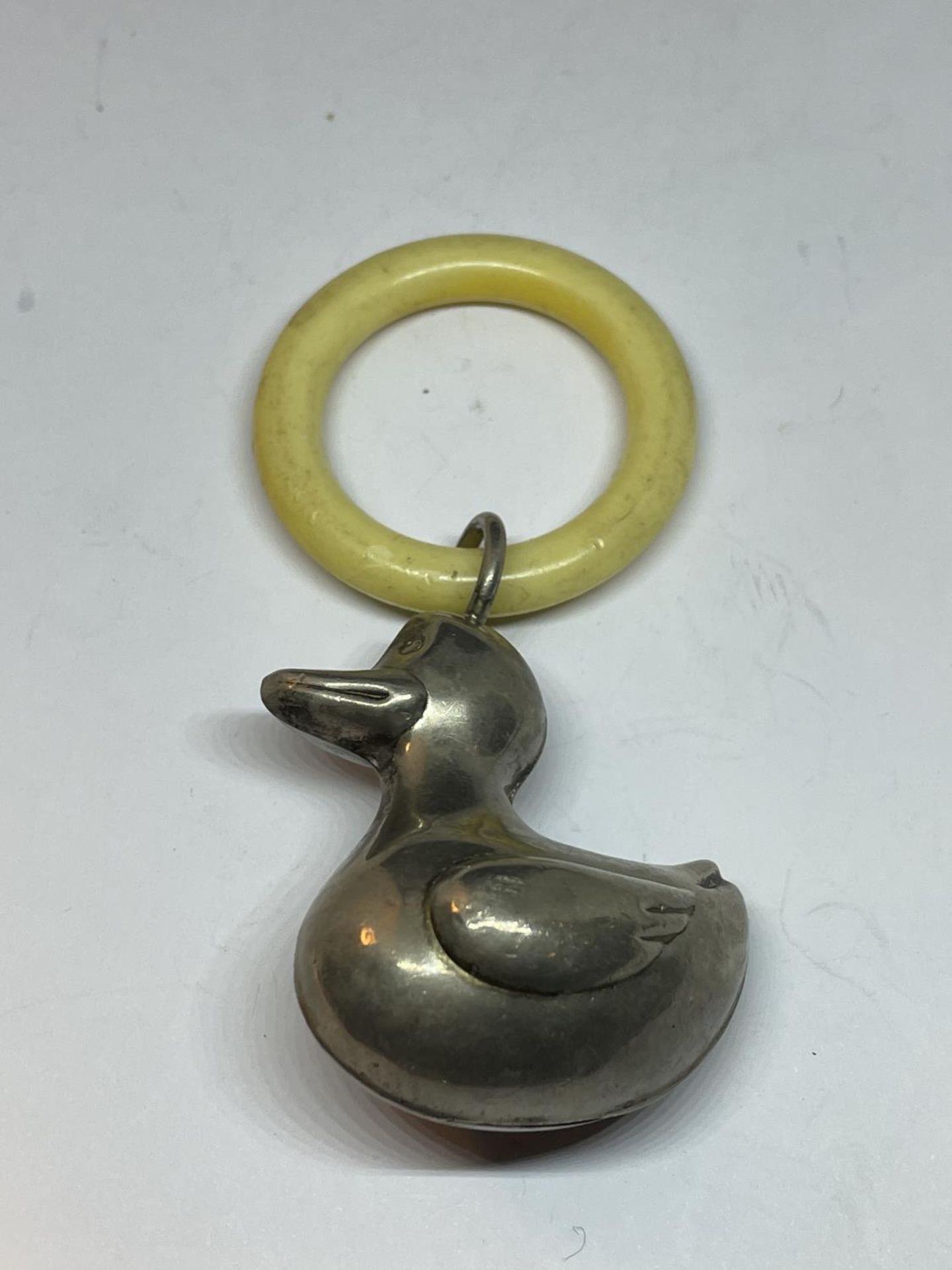 A VICTORIAN DUCK RATTLE AND TEETHING RING