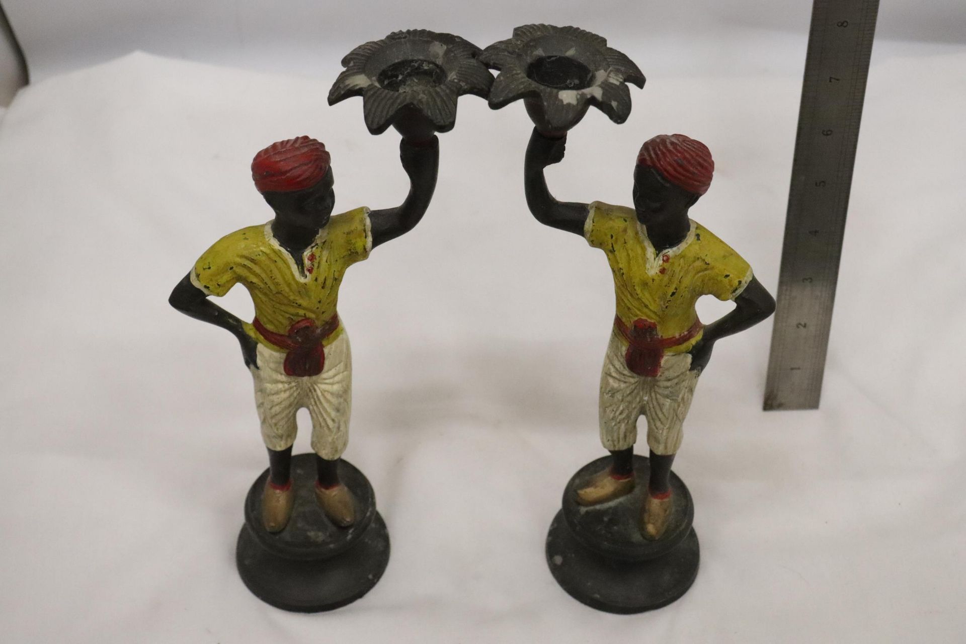 A PAIR OF 19TH CENTURY AUSTRIAN COLD PAINTED BRONZE BLACK A MOOR BOYS CANDLESTICKS - Image 6 of 6