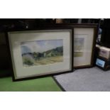 TWO SIGNED LANDSCAPE WATERCOLOURS, 59CM X 50CM