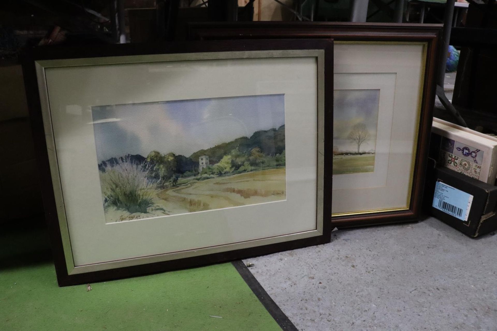 TWO SIGNED LANDSCAPE WATERCOLOURS, 59CM X 50CM