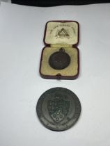 TWO VINTAGE MEDALS ONE LIFE GUARD CORPS 1936 AND HANLEY HIGH SCHOOL SACK RACE 1936
