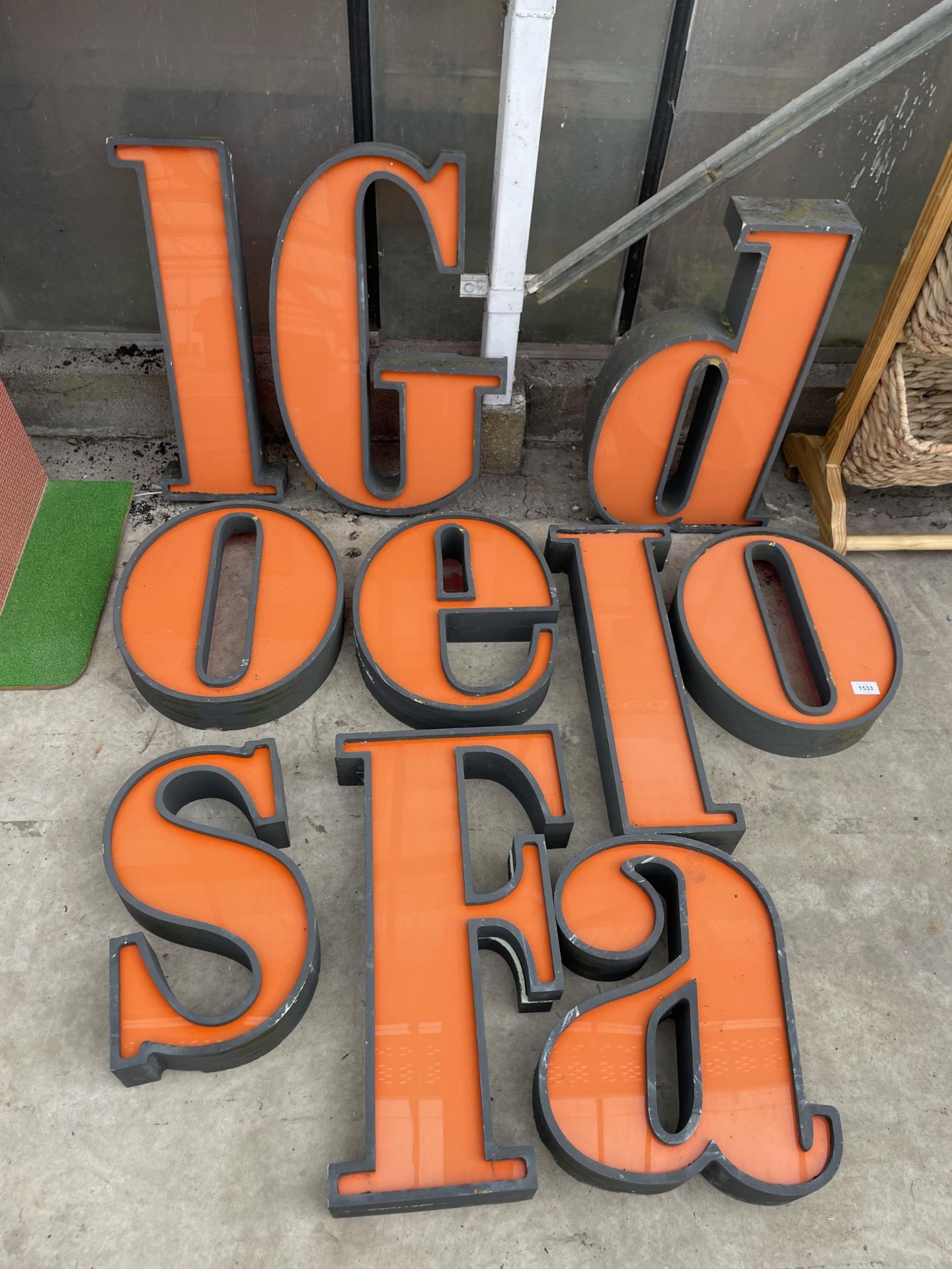 A SET OF ASSORTED PERSPEX SIGN MAKING LETTERS AND NUMBERS