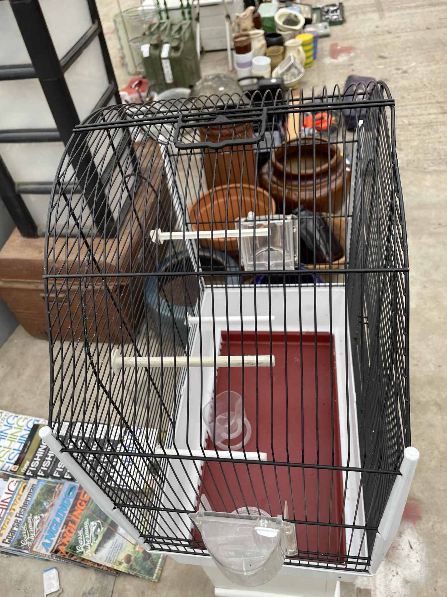 A WOODEN BEDSIDE AND A BUDGIE CAGE - Image 3 of 3