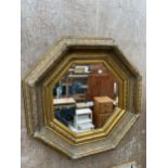 A 19TH CENTURY STYLE OCTAGONAL BEVEL EDGE WALL MIRROR, 26.5" ACROSS