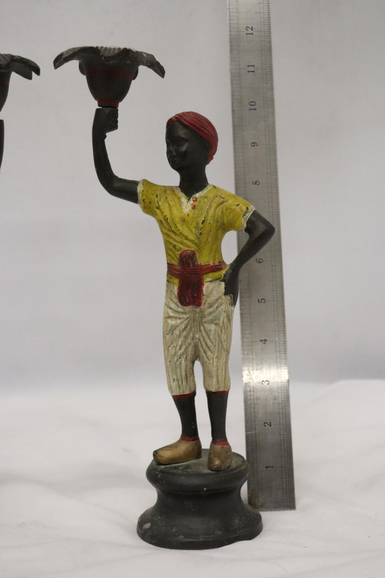 A PAIR OF 19TH CENTURY AUSTRIAN COLD PAINTED BRONZE BLACK A MOOR BOYS CANDLESTICKS - Image 3 of 6