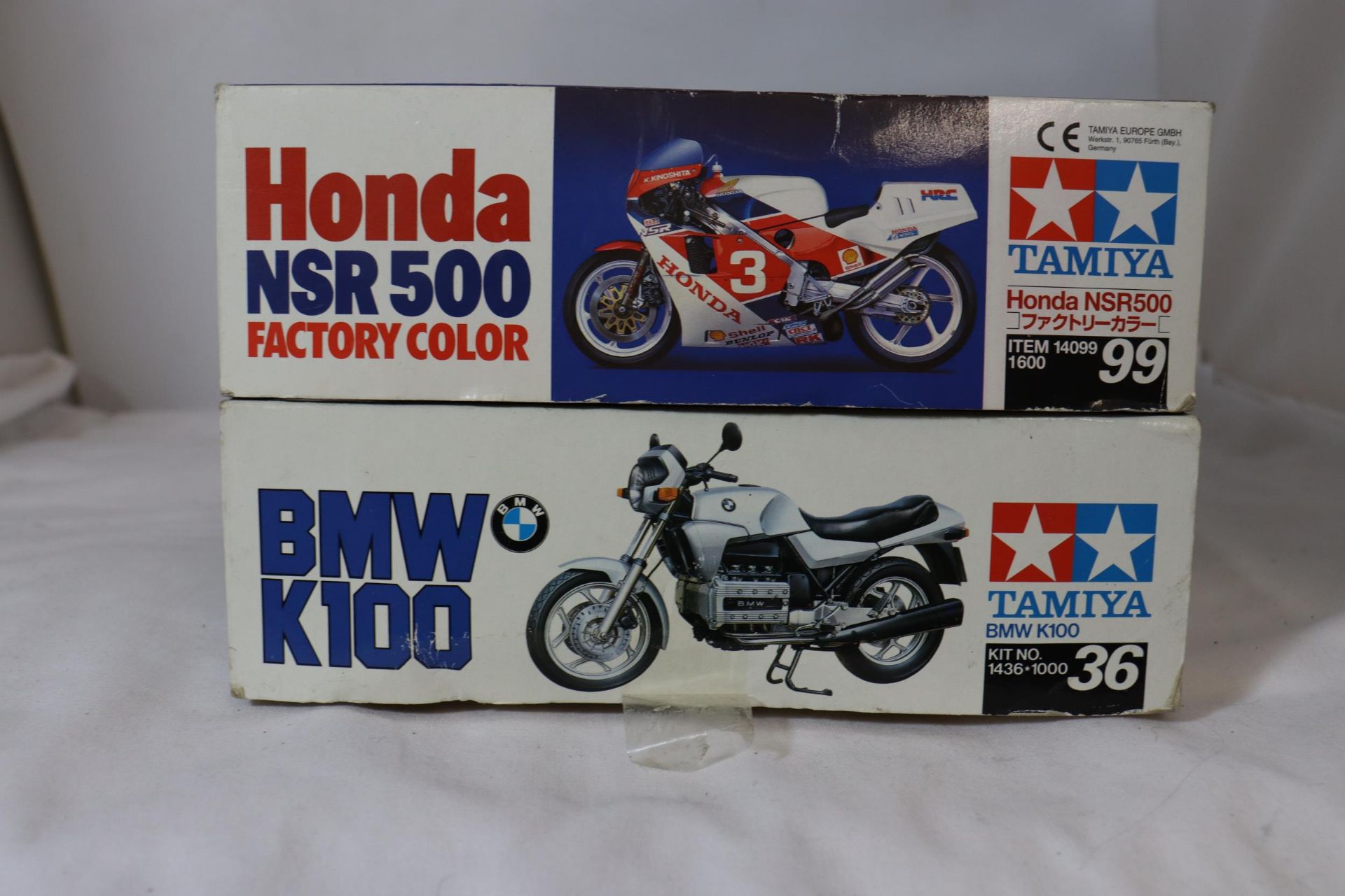 TWO BOXED VINTAGE TAMIYA, 1/12 SCALE, MOTORCYCLE MODEL KITS - BMW K100 AND HONDA NSR 500 - Image 6 of 6