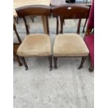 A PAIR OF VICTORIAN MAHOGANY DINING CHAIRS