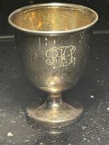 A HALLMARKED SHEFFIELD SILVER EGG CUP