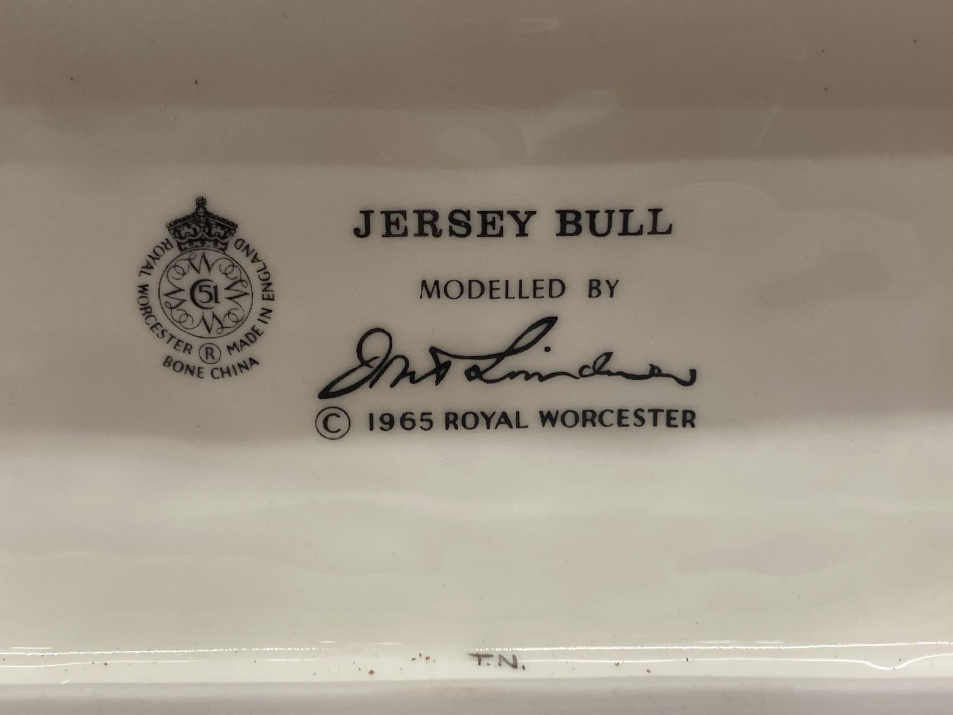 A ROYAL WORCESTER MODEL OF A JERSEY BULL MODELLED BY DORIS LINDNER PRODUCED IN A LIMITED EDITION - Image 5 of 5