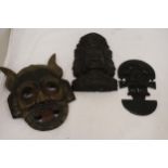 THREE WOODEN CARVED 'TRIBAL STYLE' MASKS