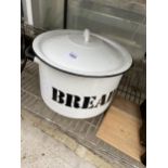 A VINTAGE ENAMEL LIDDED BREAD BIN