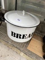 A VINTAGE ENAMEL LIDDED BREAD BIN