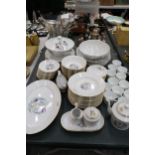 A LARGE LIMOGES DINNER SERVICE WITH BIRDS OF PARADISE DESIGN TO INCLUDE, VARIOUS SIZES OF PLATES,